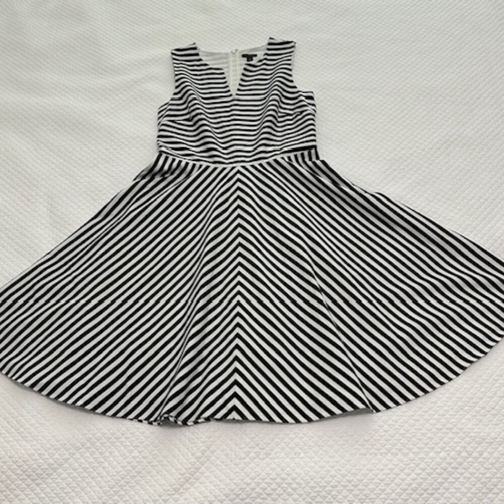 Ann Taylor Black/White Striped Sleeveless Dress Sz 6